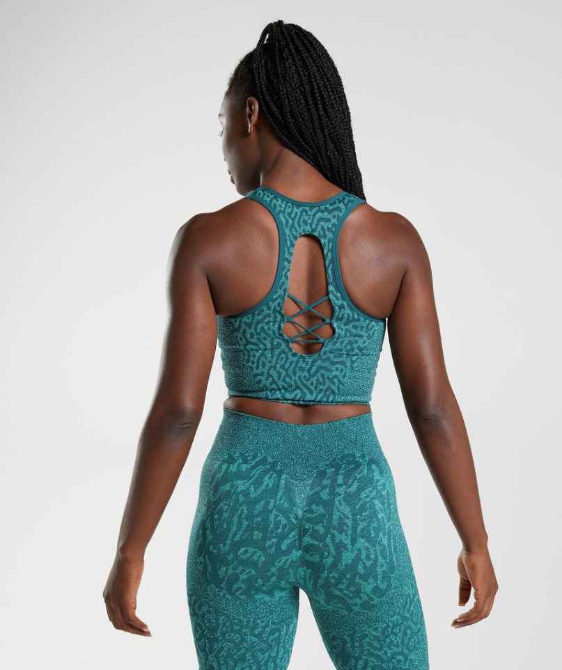 Women's Gymshark Adapt Animal Seamless Crop Tanks Turquoise | NZ 9OALPF